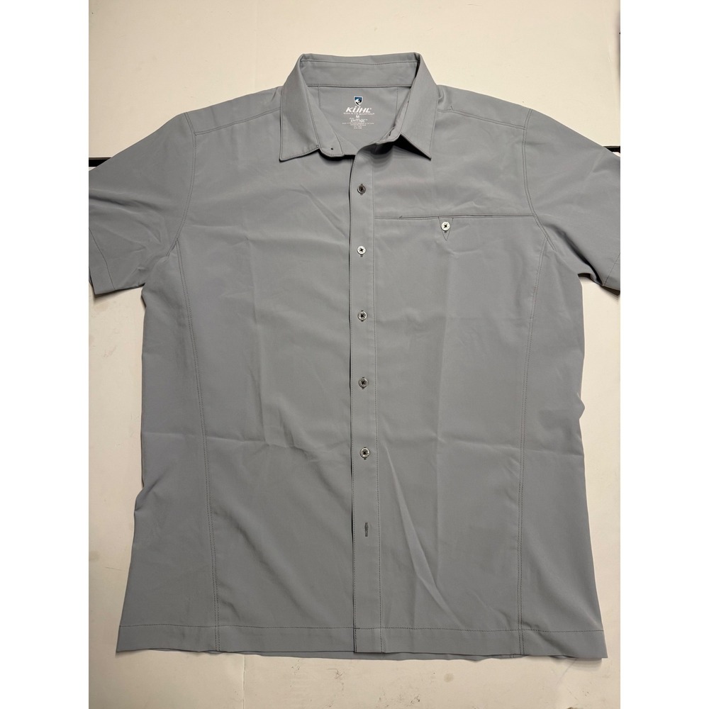 Kuhl Tufflex Mens Gray Short Sleeve Button Down Performance Shirt Style 3069 M